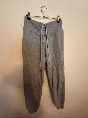 Victoria's Secret Light Gray Lace-Up High Waist Sweatpants - women’s Medium